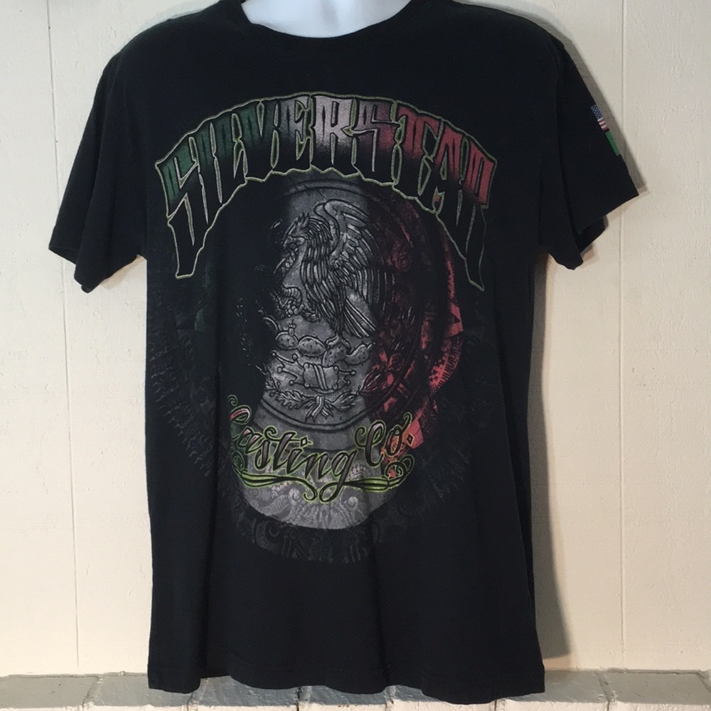 SILVER STAR T-SHIRT BLACK LARGE